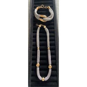 Adami & Martucci set 925 Sterling Silver Circles Mesh Necklace bracelet